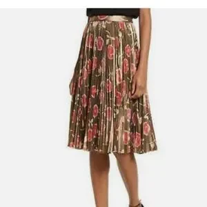Kate Spade Hazy Rose Pleated Metallic Skirt New With Tags